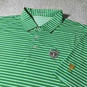 B Draddy Polo Shirt Men 2XL Stripe Golf Performance Medinah Presidents Cup Logo